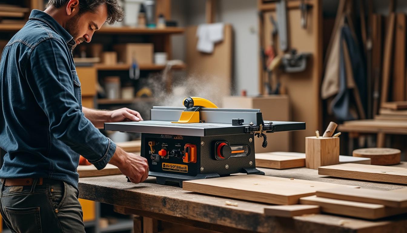 Illustration: Comment exploiter toutes les fonctionnalités pratiques de la scie sur table Scheppach HS110 ?