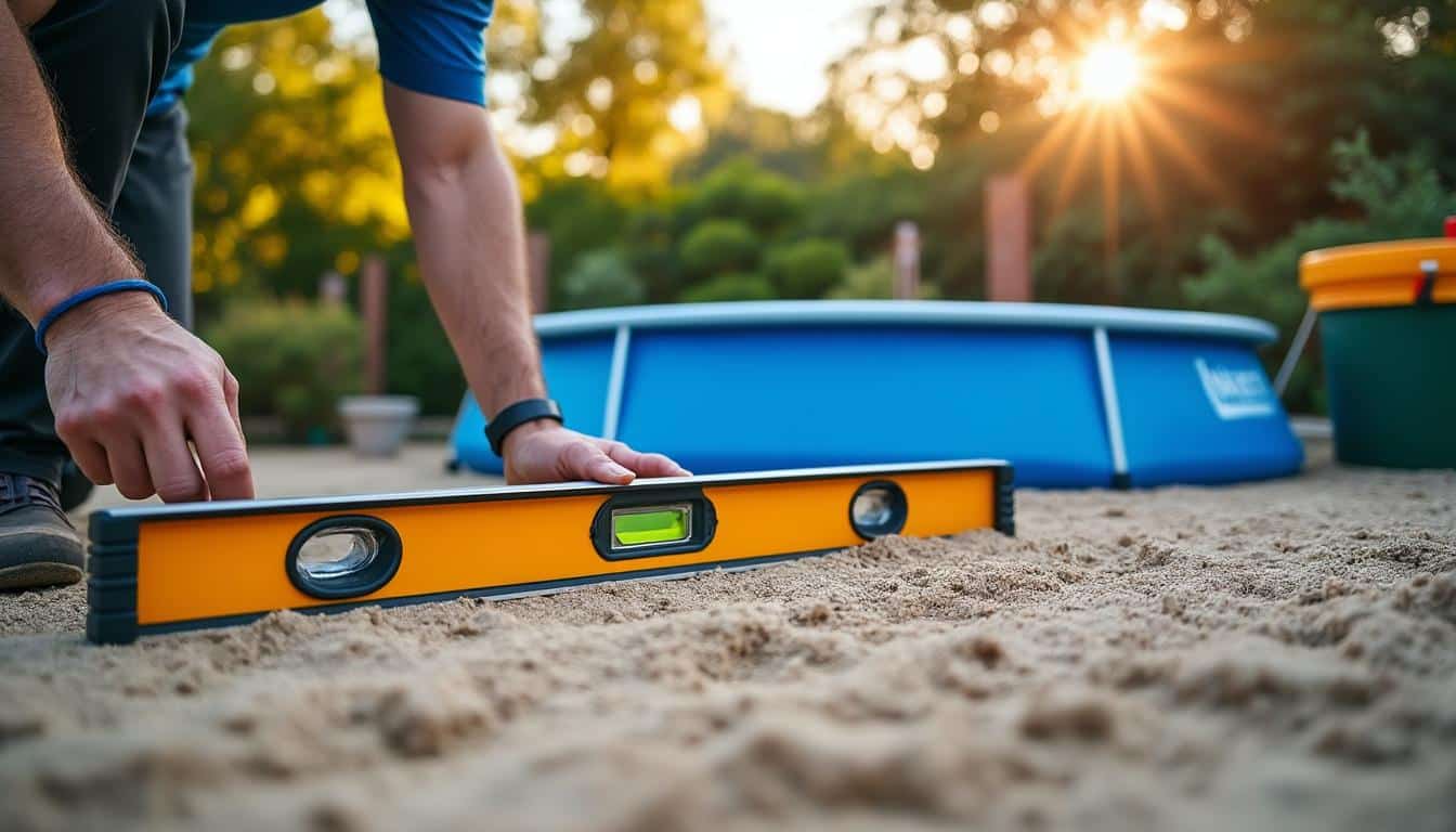 Illustration: Préparer un terrain stable et parfaitement plat pour accueillir votre piscine hors-sol